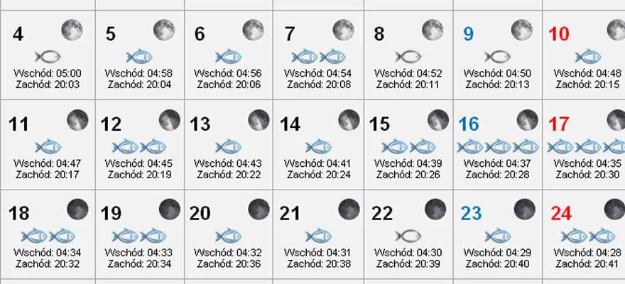 Profesjonalny Kalendarz Brań 2021 - Kalendarz Ryb Lipiec 2022